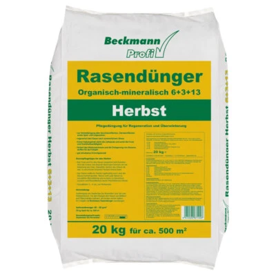 BECKMANN PROFI Rasendünger Herbst 6+3+13 20 kg Herbstrasendünger - Bild 1 von 2