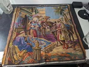 Vintage Belgian Tapestry "Desert Oasis" - Picture 1 of 11