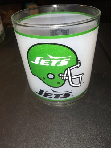 New York Jets NFL Mobil Frosted Cup Glass 4" High Cover