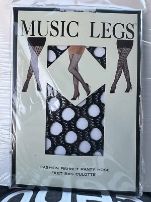 Medias de red sexy para mujer con piernas musicales medias hasta los muslos pantimedias Foto 1 de 4