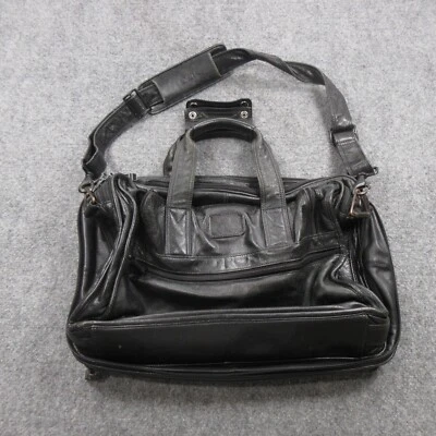 Vintage Tumi Handbag Mens Black Leather Adjustable Shoulder Strap Briefcase Bag - Image 1 of 4