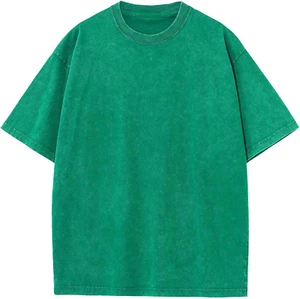 Men'S Cotton T-Shirts Oversized Unisex Short Sleeves Casual Loose Wash Solid Bas - Picture 1 of 12