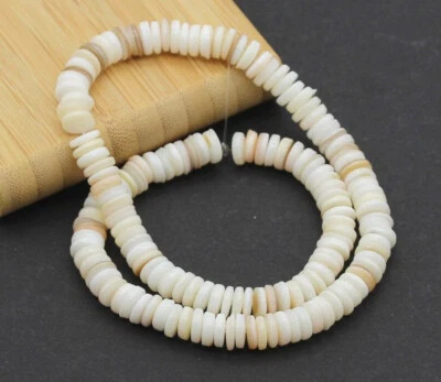 150 Stk. Perlmutt Scheiben 8x2-3mm in Natur Plättchen Rondelle Muschelperlen - Bild 1 von 4