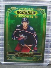 2022-23 Upper Deck Stature Kent Johnson Green Rookie RC #33/99 Blue Jackets