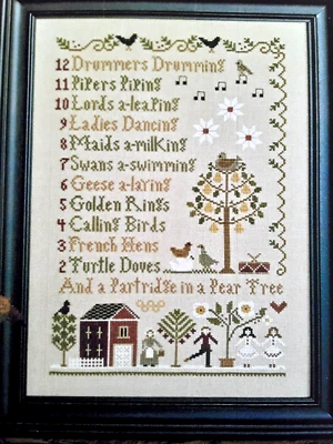  Little House Needleworks 12 Days of Christmas Cross Stitch Pattern Chart Sample - Image 1 of 4