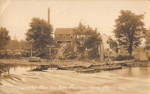 J1F35: AZO RPPC/POSTAL MOSTRANDO MOLINO Y PRESA, PASSADUMKEAG, ME, 1913 PM - Imagen 1 de 2