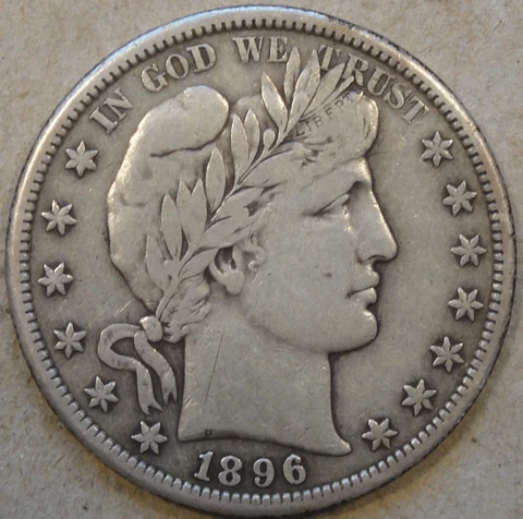 1896-S Barber Half Dollar 50c VF As Pictured Cover