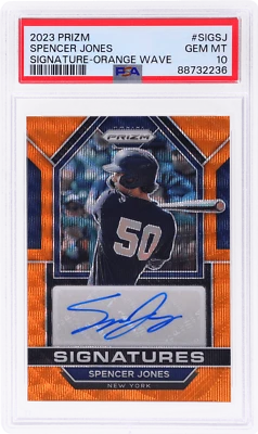 2023 Panini Prizm Spencer Jones Auto Orange Wave Prizm #45 /50 PSA 10 - Image 1 of 2