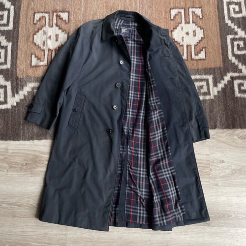 Burberrys Trench Cappotto Uomo Vintage Blu Nova Fodera a Quadri Taglia L