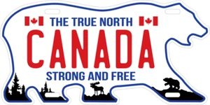 Placa de matrícula de vehículo de aluminio en relieve con forma de oso "The True North" de Canadá 12x6 - Imagen 1 de 6