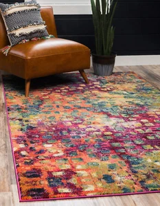Jardin Collection Colorful, Vibrant, Abstract, Modern Area Rug, 4 X 6 Ft, Multi/ - Picture 1 of 9