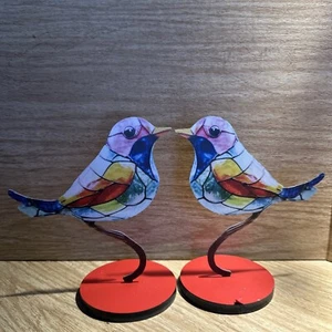 Metal Stained Glass Birds On Branch Suncatcher Table Decor Craft DIY Supplies - Picture 1 of 9