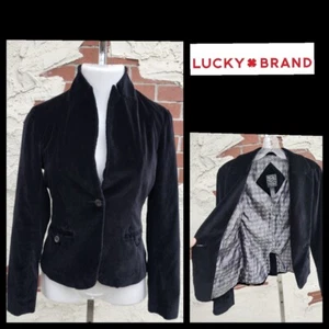 SMALL petite ? women LUCKY BRAND black blazer jacket one button long sleeve - Picture 1 of 22