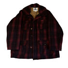 VTG WOOLRICH Mackinaw Buffalo Red Plaid Jacket Coat Men Sz 44 1960s Chore Barn