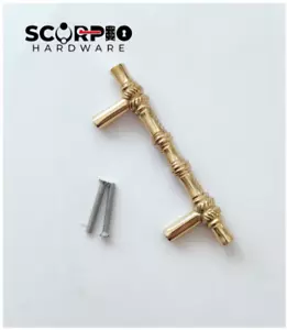 Bamboo Style Solid Brass Kitchen Cabinet Drawer Pull Handle 5" - Picture 1 of 3