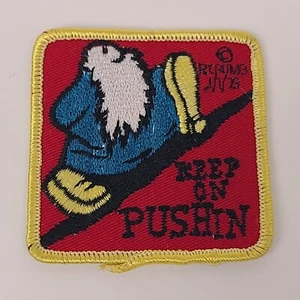 Vtg 70s Keep on Pushin Robert Crumb Sew on Patch Embroidered 3" x 3" HTF 1973 - Picture 1 of 10