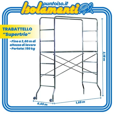 Trabattello Marchetti 20073 Supertrio Alluminio 1,69x0,65 m H2,18 m - Immagine 1 di 3