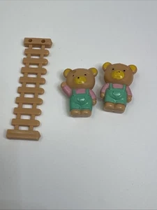 2 Vintage 90s Teddy's Wonderland Bears Figures & Fence Polly Pocket Sized - Picture 1 of 5