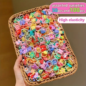 100 Pcs Thumb Hair Ties Girls Sweet High Elastic Hair Rope Does Not Pull Hair - Picture 1 of 13