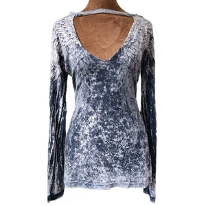 Affliction Top Age of Winter Reversible Tie Dye Tee Distressed Y2K Langarm S - Bild 1 von 8