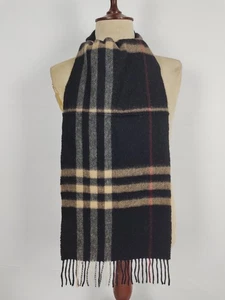 Burberry genuine vintage Giant check Black 100% Lambswool winter Scarf Scarves - Picture 1 of 4