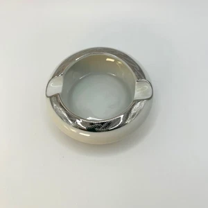 Aschenbecher weiß silber Fukagawa Arita Blatt handbemalt 917 Japan Essstäbchen Schale - Bild 1 von 13