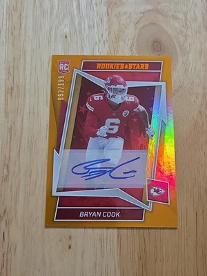 2022 Rookies & Stars BRYAN COOK Orange Autograph /199 #196 Rookie Auto Chiefs SP - Image 1 of 4