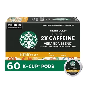 Keurig Starbucks 2X Caffeine Veranda Blend Coffee K-cups 60ct BB08/23/2025 - Picture 1 of 5