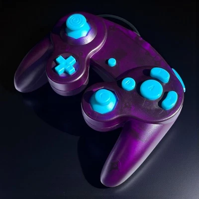 Nintendo Gamecube Clear Purple Teal Controller OEM Board 3M Cord Phob Triggers + - Image 1 of 4