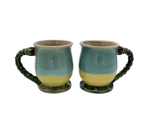 Set 2 Majolika Keramik Becher Tassen Kaktusblüte Henkel Henriksen Imports Vintage 80er - Bild 1 von 11