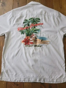 Tommy Bahama Christmas Santa Embroidered ‘Beach Wishes’ Shirt Size M 100% Silk  - Picture 1 of 7