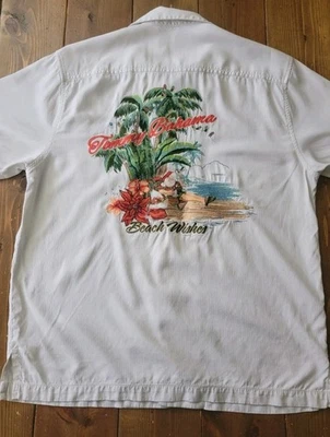Tommy Bahama Christmas Santa Embroidered ‘Beach Wishes’ Shirt Size M 100% Silk  - Image 1 of 4