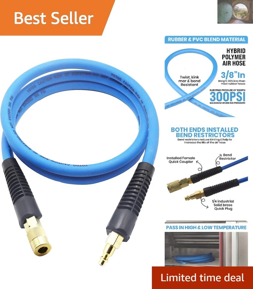 YOTOO 300 PSI Hybrid Lead Air Hose High Strength Ease to Use 3/8 Inch 6feet Long