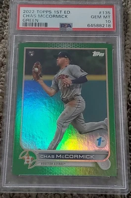 2022 Topps 1st Edition Chas McCormick Rookie #135 Green Short-Print #/150 PSA 10 - Image 1 of 4
