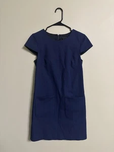 Theory Corta Irvona Cap Sleeve Sheath Mini Dress Navy Blue Size 6 Pockets - Picture 1 of 8