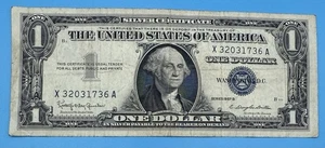 One Dollar 1957B $1 Blue Seal Silver Certificate Note Serial: X 32031736 A - Picture 1 of 2