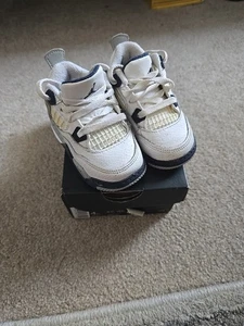 Toddler's Jordan 4 Retro "Midnight Navy" White/Midnight Navy (BQ7670 140) Sz 4C - Picture 1 of 7