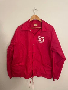 McKeesport Hospital Vintage Red Button Up Jacket Polyester 70s Large Auburn - Picture 1 of 6