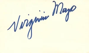 Virginia Mayo Actress Signed Index Card with JSA COA - Picture 1 of 2