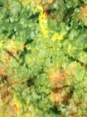 Cotton Fabric Salt Dye Green Orange Yellow Brown Textures 17" x 44" Width - Image 1 of 3