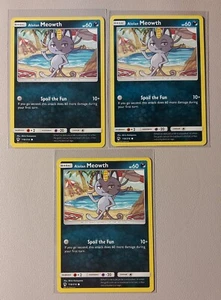 3x Tarjeta Pokémon Alolan Meowth 118/214 SM Trueno Perdido común casi nueva - Imagen 1 de 1