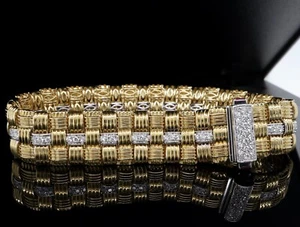 Roberto Coin Appassionata 18k Gold 1.58ct G Vs Diamond Basket Weave Bracelet - Picture 1 of 10