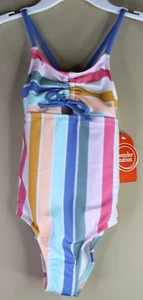 Wonder Nation Girls 1pc Swimsuit Cool Peri Stripes Size XS (4-5) - Picture 1 of 6
