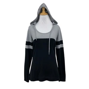 Lorna Jane Hoodie Womens S Small Grey Black Long Sleeve Scoop Neck Pullover - Picture 1 of 11
