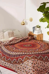 Indian Mandala Leharia Quilt Duvet Cover Bedding Set Cotton Double Size - Picture 1 of 2