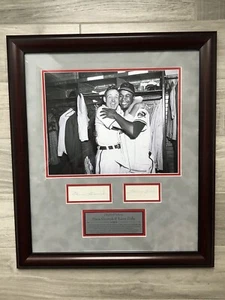 LARRY DOBY HUGGING STEVE GROMEK 1948 WS ICONIC FRAMED 11x14 SIGNED INDEX CARDS - Picture 1 of 12