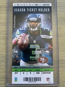 2013 Seahawks vs 49ers 9/15/2013 Ticket Stub - Russell Wilson Colin Kaepernick - Picture 1 of 1