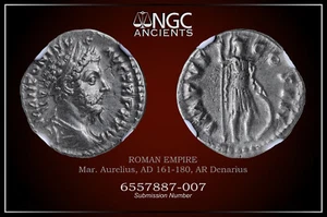 MARCUS AURELIUS NGC Ch VF ROMAN COINS, AD 161-180. AR Denarius. A1101 - Picture 1 of 6
