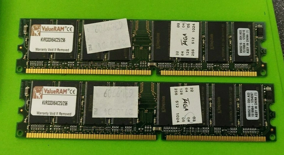 5x Kingston KVR333X64C25/256 256MB 184pin DDR-333MHz PC2700 SDRAM Memory Modules - Image 1 of 1