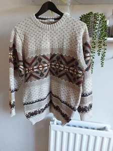 Jersey vintage St Michael M&S para hombre estampado mezcla de lana de alpaca talla S - Imagen 1 de 10